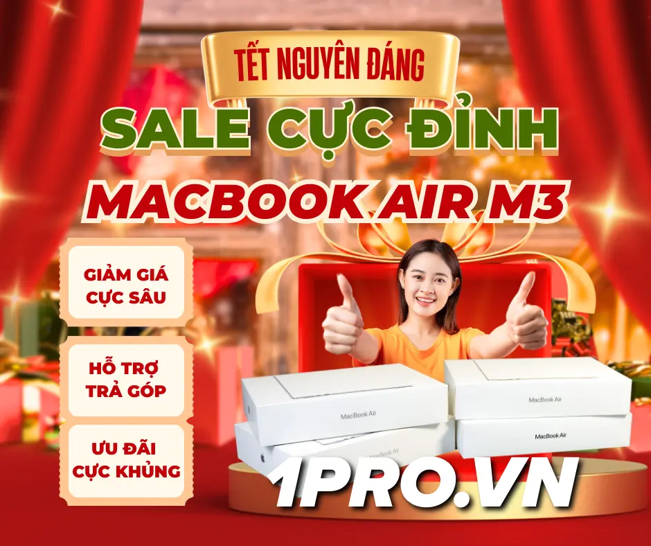 Macbook Air M3 màu Midnight kết nối hai màn hình ngoài hiện đại